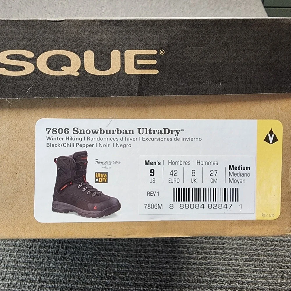 Vasque Snowburban UltraDry Men's Winter Hiking Boots Size 9 Brand New 7806